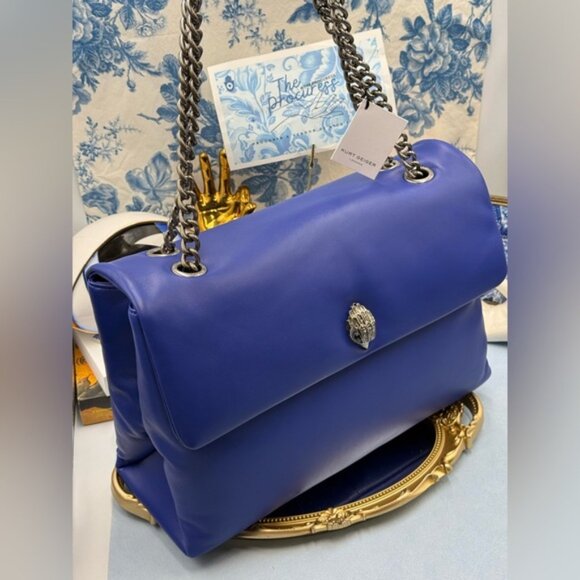 🆕 KURT GEIGER LONDON 🧿 NWT XXL Kew Leather Bag, Deep Blue - Picture 2 of 15